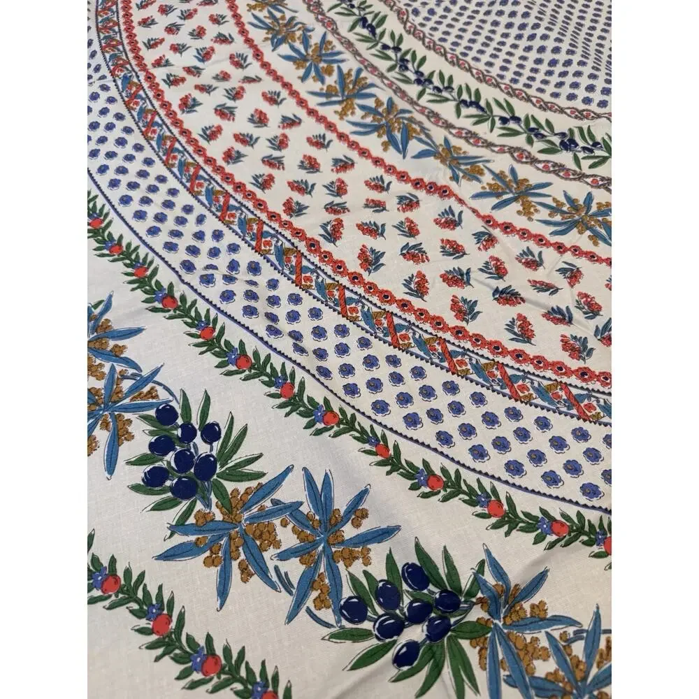 Le Cluny France Olives & Mimosa Provential 69” Round Acrylic Coated Tablecloth
